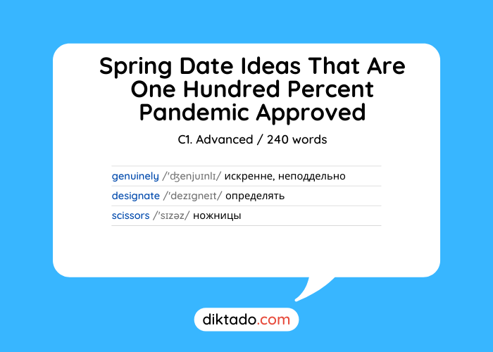 Spring Date Ideas That Are One Hundred Percent Pandemic Approved